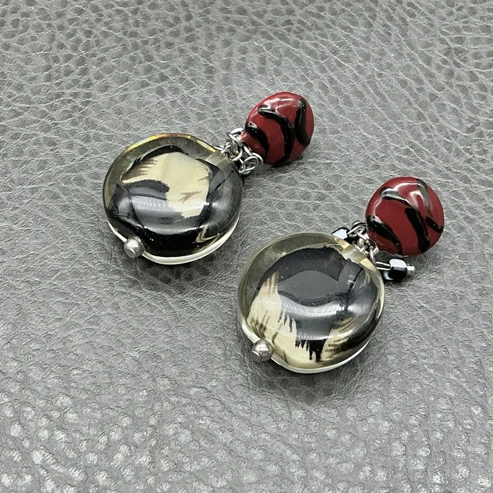 Earrings Multicolor Resin Beaded Dangle Drop Stud Womens Round Statement Jewelry